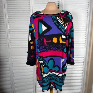 Vintage Sharon Anthony Tunic w/ Removable Shoulder Pads Made in USA 18W